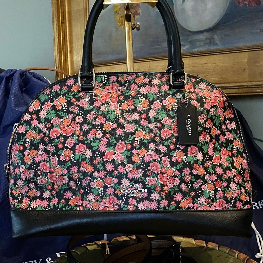 Coach Sierra Satchel w/ Posey Cluster Floral Coated Canvas w/Wristlet & CB Strap